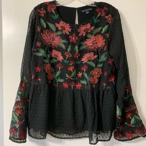 AE Embroidered Peplum Top